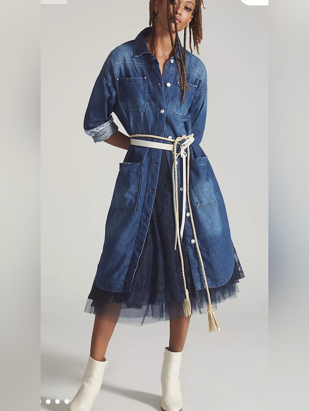 Anthropologie Pilcro Long Denim Oversized Duster Long Jacket